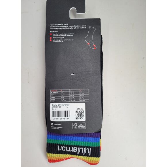 Lululemon Rainbow Crew Sock Daily Stride Graphic Color Pop Streetwear Lounge - Picture 5 of 8